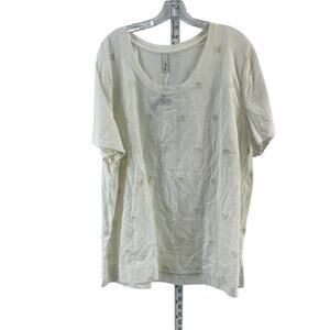 Women's Sheego Cream Cotton Boatneck T-Shirt 3XL NWT